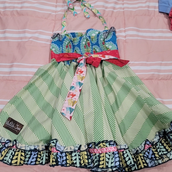 Matilda Jane strawberry red, green and blue dress halter Sz 4 - Picture 2 of 6